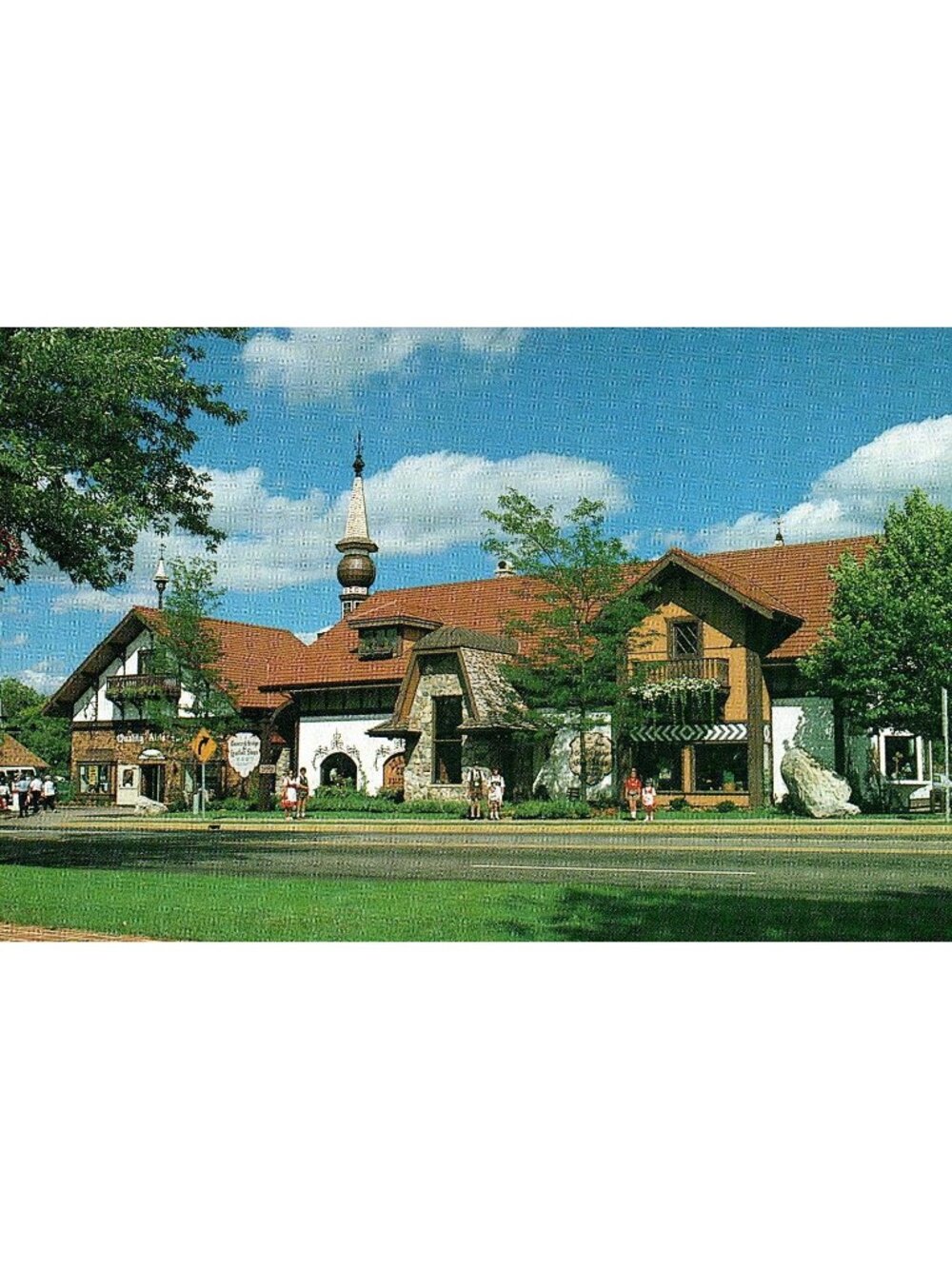 Vintage 1983 Postcard Of Zehnder Holz-Brücke Covered Bridge & Leather Gift Shops